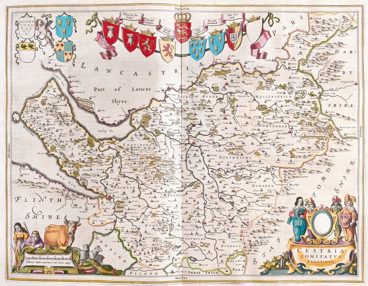 Chester, em "Theatrum Orbis Terrarum, sive Atlas Novus" de Willem Blaeu, Amesterdão de Willem Blaeu