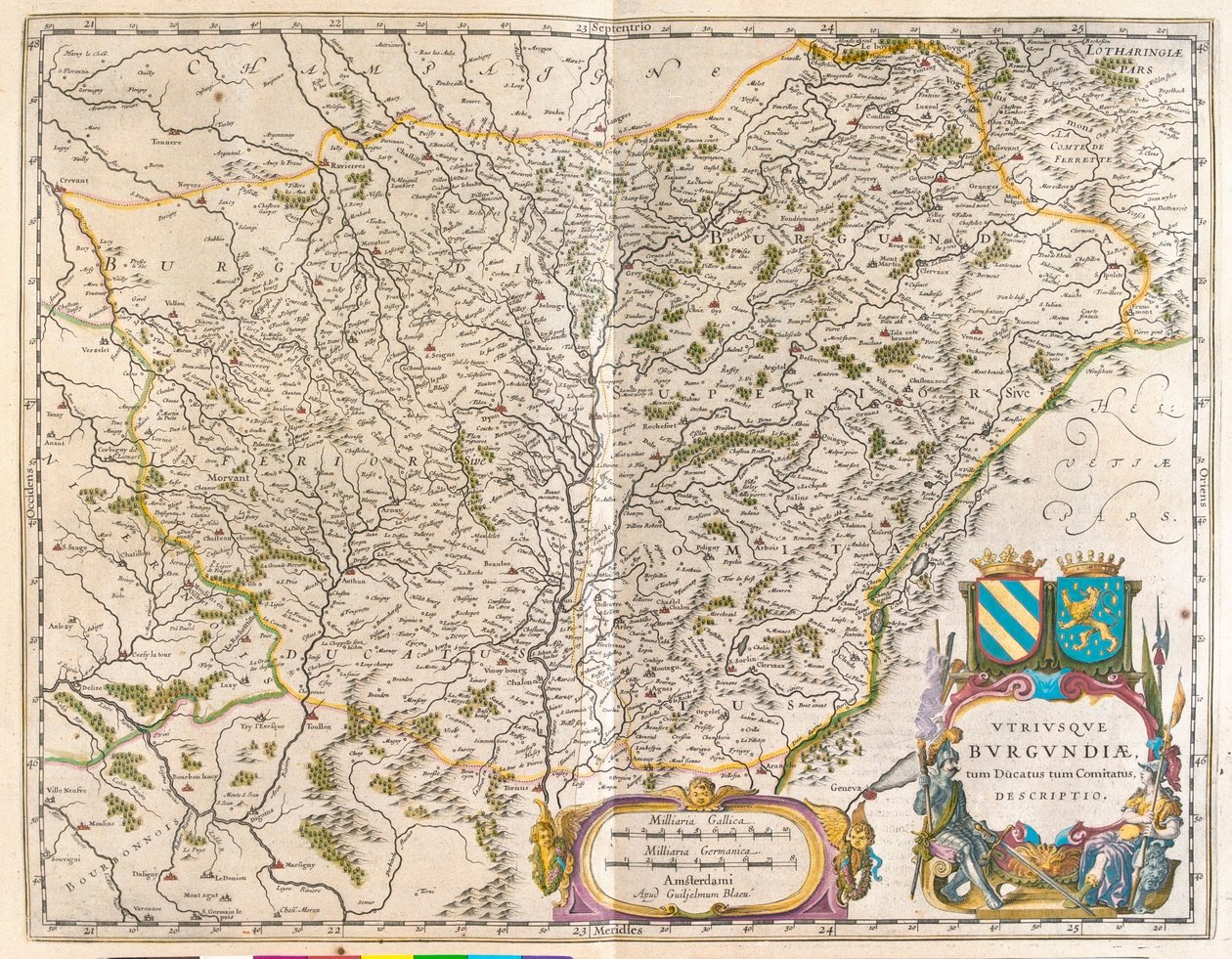 Crevant a Montbeliard - Varennes-sur-allier, em "Theatrum Orbis Terrarum, sive Atlas Novus" de Willem Blaeu, Amesterdão de Willem Blaeu