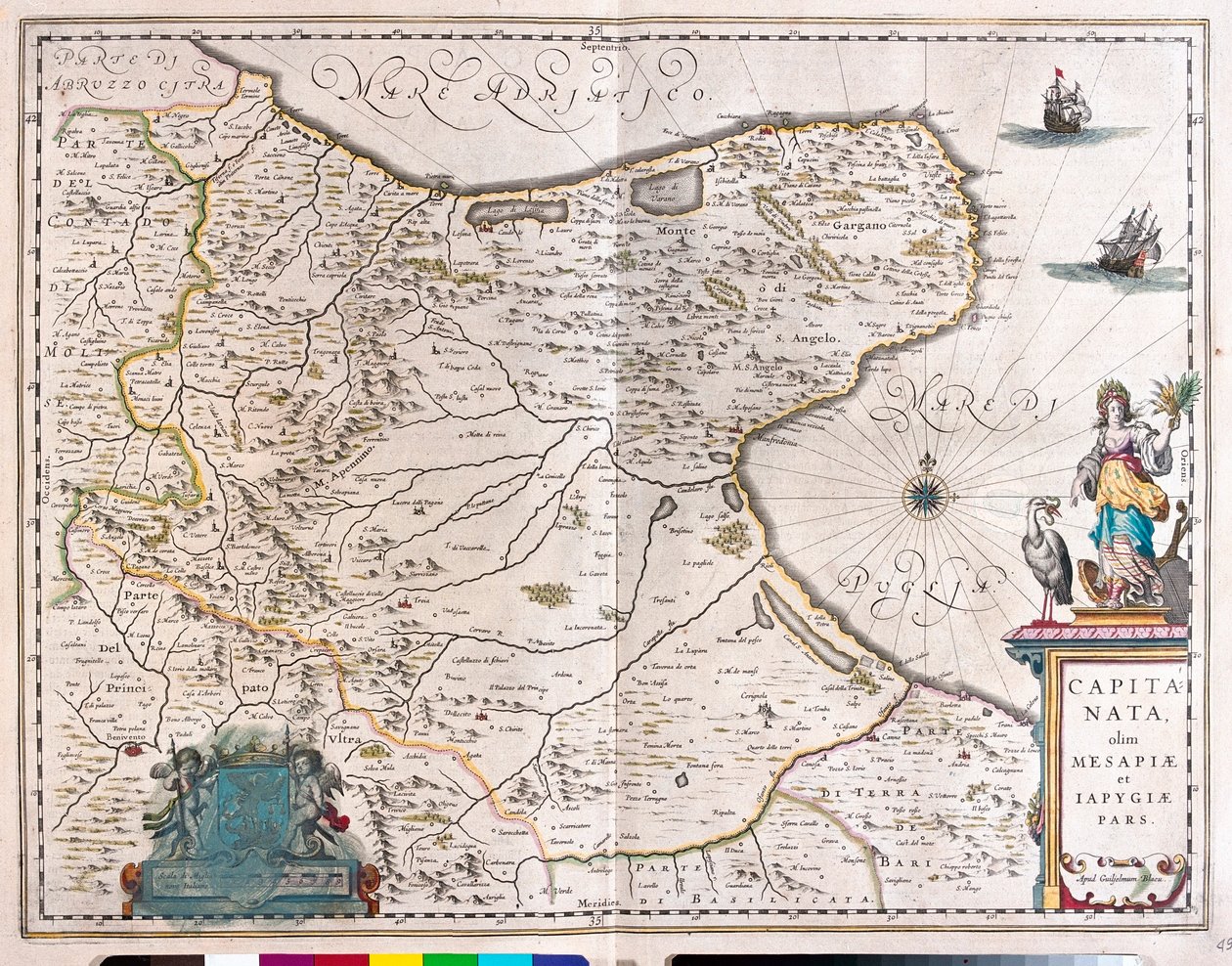 Foggia, Itália, em "Theatrum Orbis Terrarum, sive Atlas Novus" de Willem Blaeu, Amesterdão de Willem Blaeu