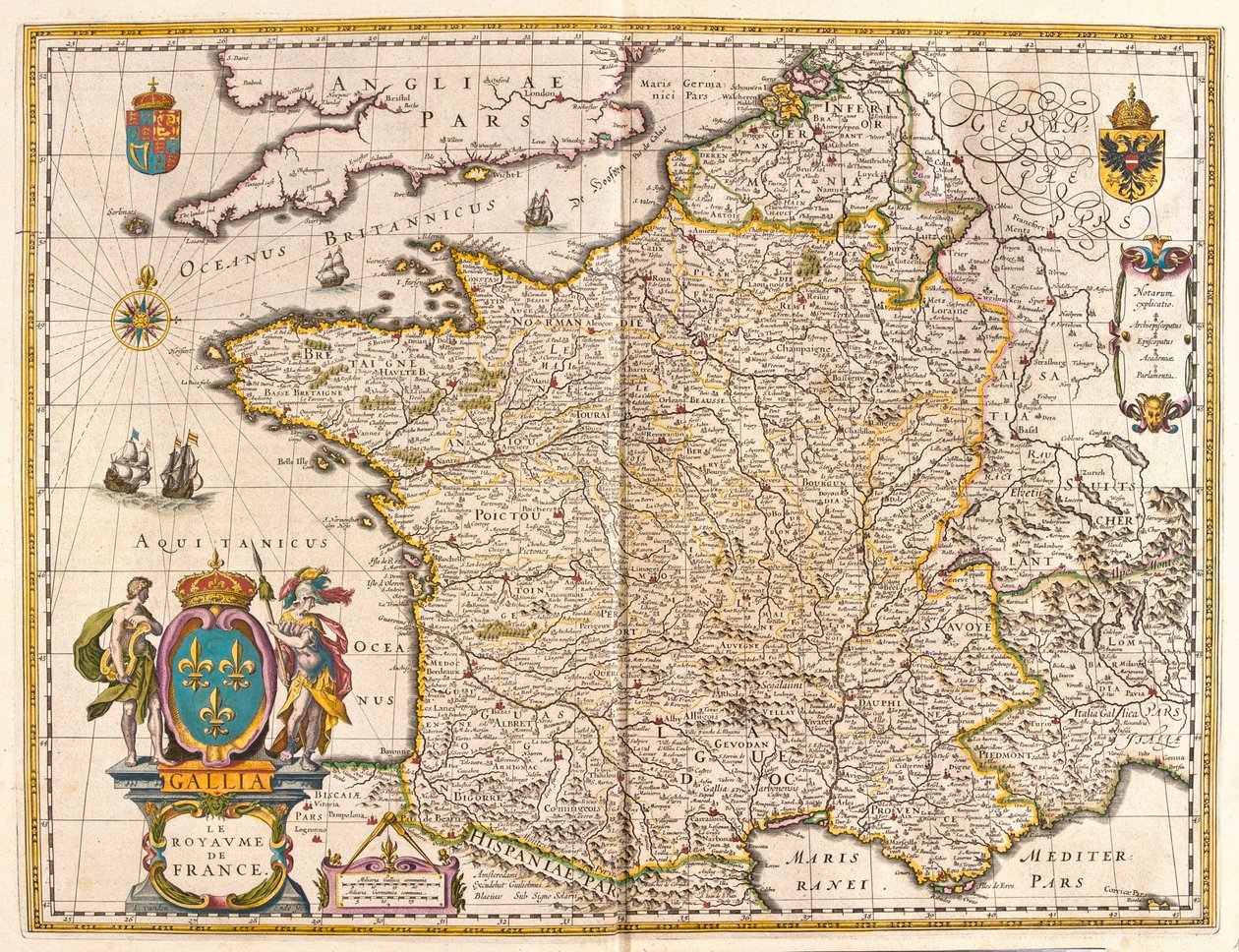 França, em "Theatrum Orbis Terrarum, sive Atlas Novus" de Willem Blaeu, Amesterdão de Willem Blaeu