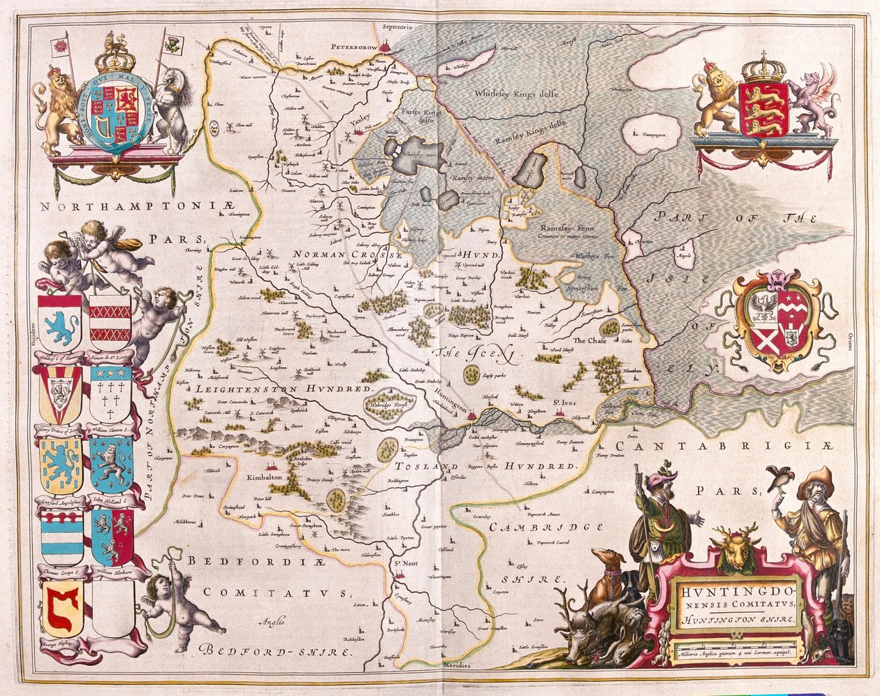Huntington shire, em "Theatrum Orbis Terrarum, sive Atlas Novus" de Willem Blaeu, Amesterdão de Willem Blaeu