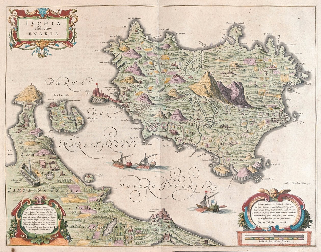 Ilha de Ischia, Itália, em "Theatrum Orbis Terrarum, sive Atlas Novus" de Willem Blaeu, Amesterdão de Willem Blaeu