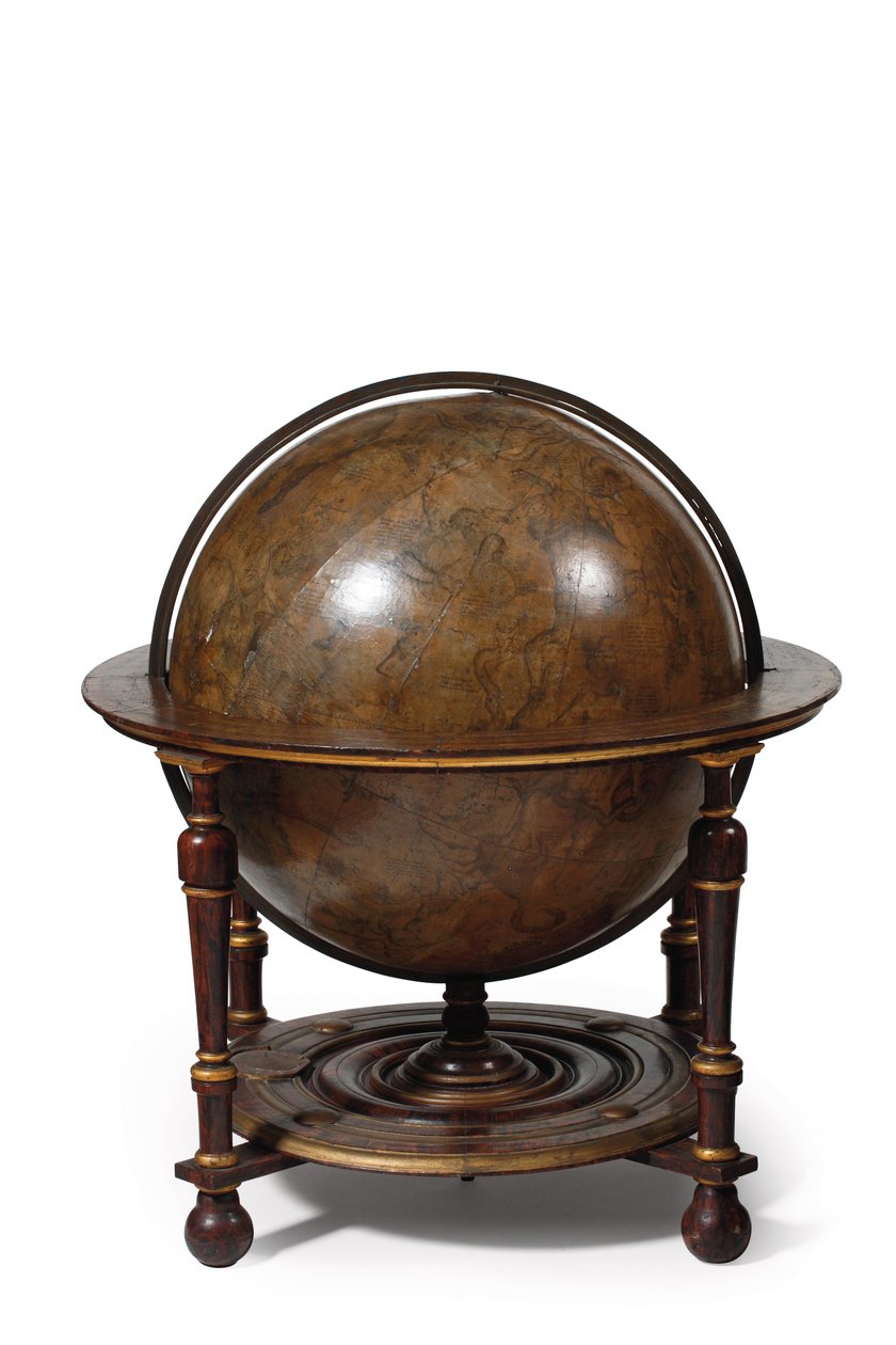 Grande par de globos de biblioteca, o terrestre 1645-48, o celestial após c.1630 (gesso, madeira e papel gravado) de Willem Blaeu