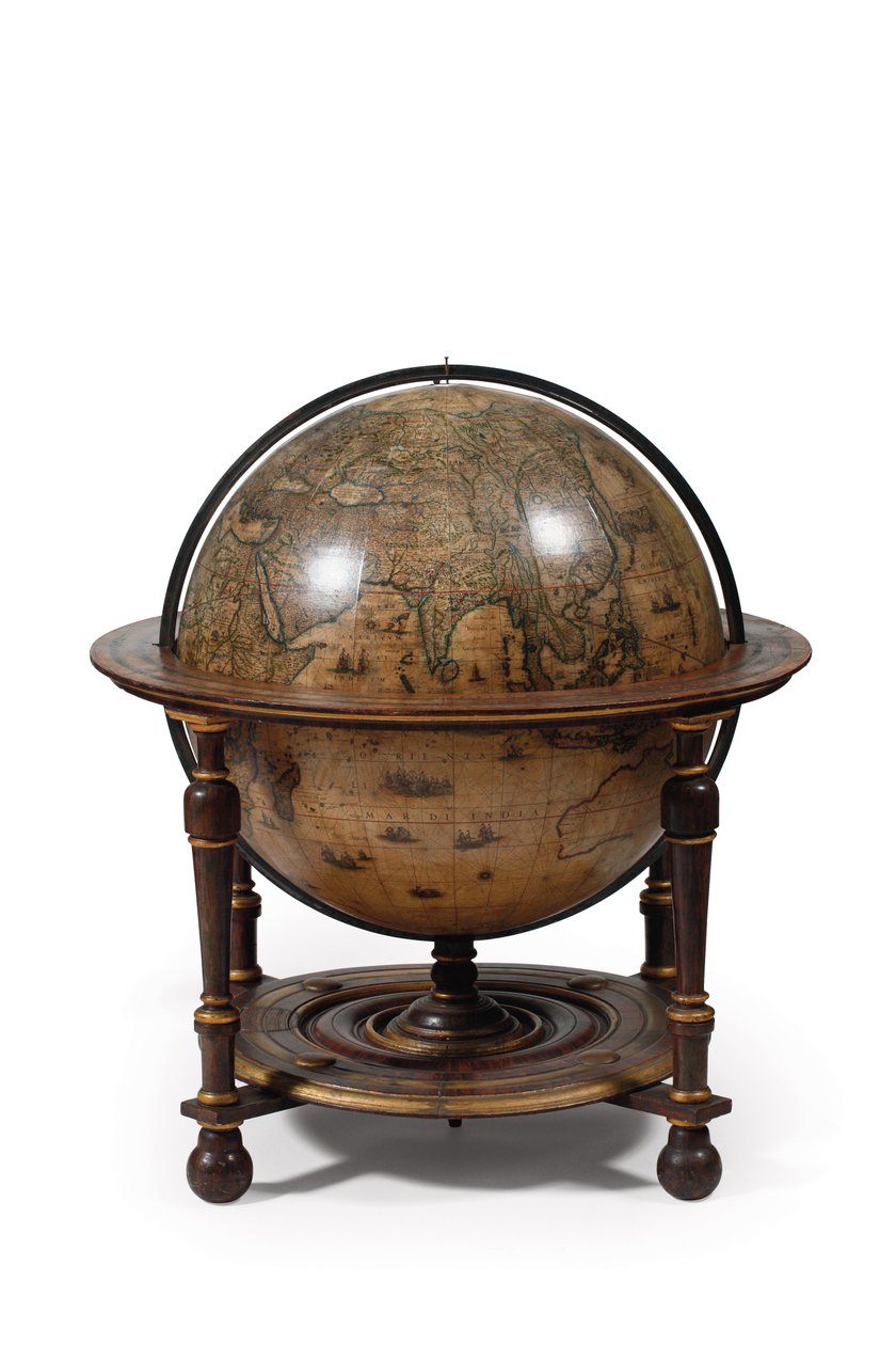 Grande par de globos de biblioteca, o terrestre 1645-48, o celestial após c.1630 de Willem Blaeu