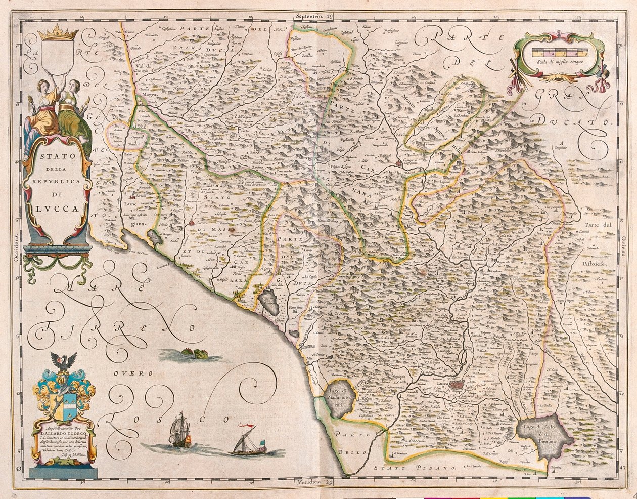 Lucca, Itália, em "Theatrum Orbis Terrarum, sive Atlas Novus" de Willem Blaeu, Amesterdão de Willem Blaeu