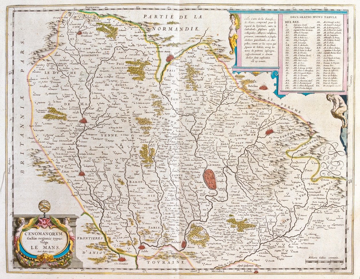Maine, em "Theatrum Orbis Terrarum, sive Atlas Novus" de Willem Blaeu, Amesterdão de Willem Blaeu