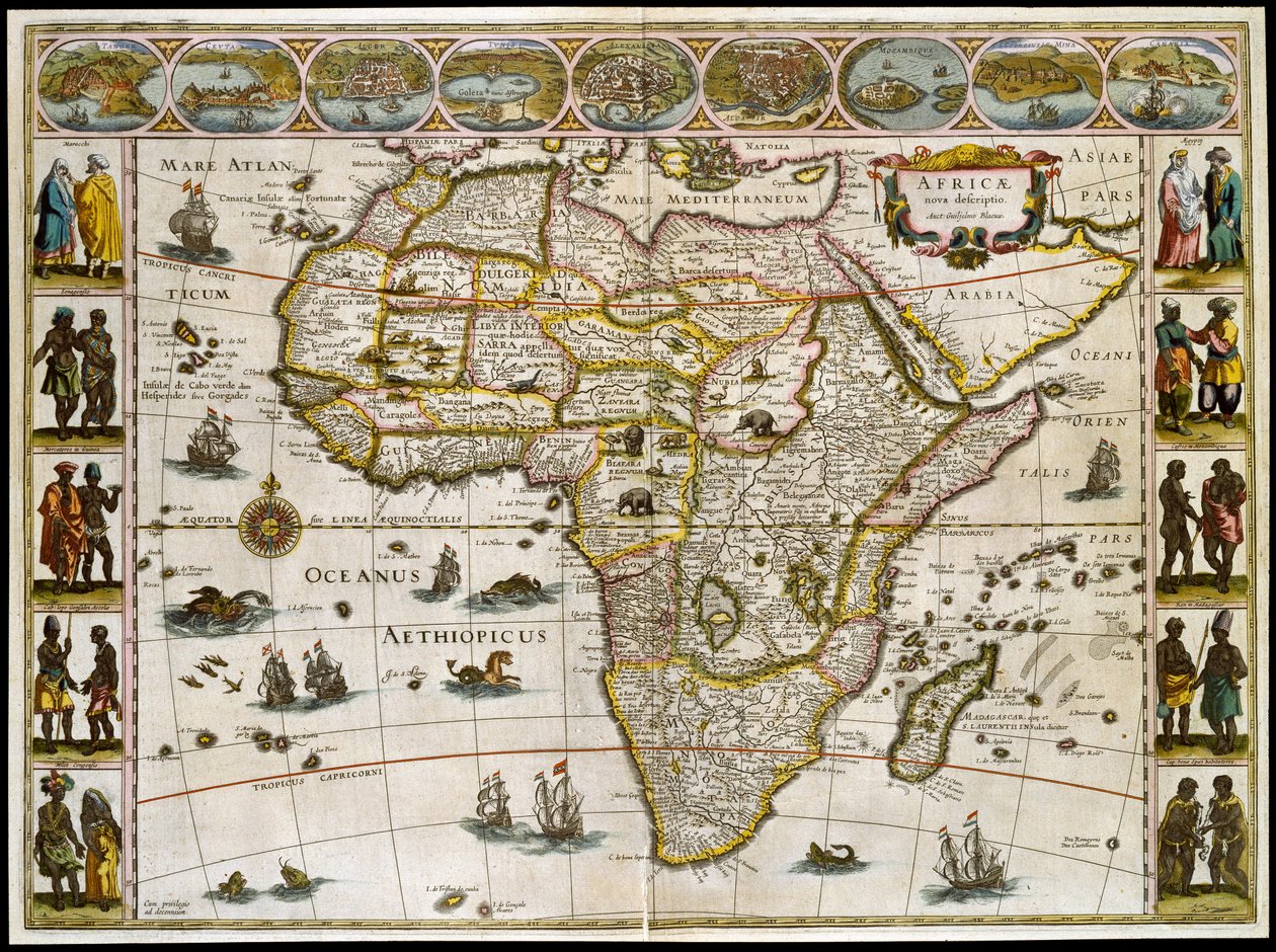 Mapa da África. Placa de um Atlas por Willem Janszoon Blaeu de Willem Blaeu