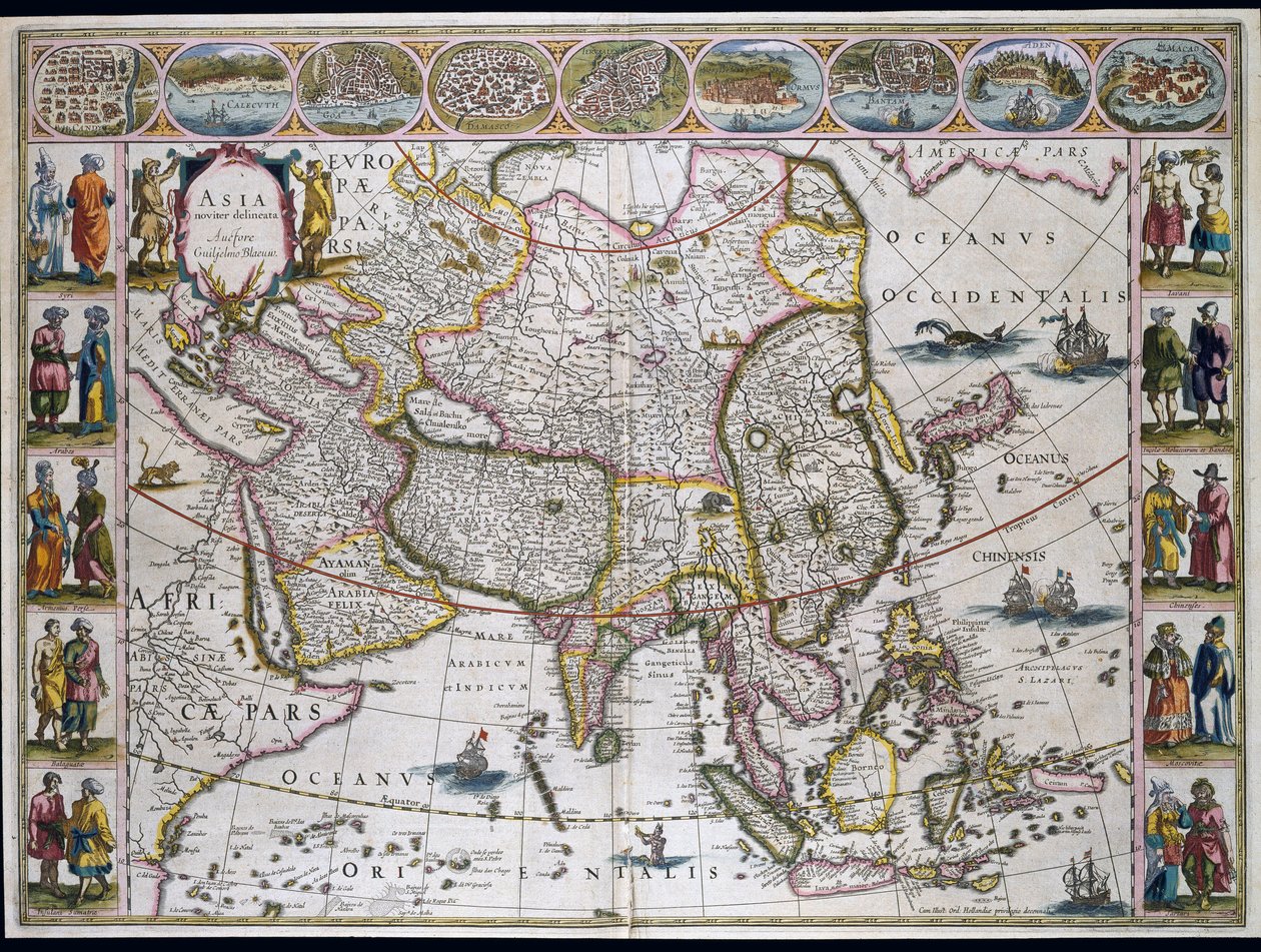 Mapa da Ásia. Placa de um Atlas por Willem Janszoon Blaeu de Willem Blaeu