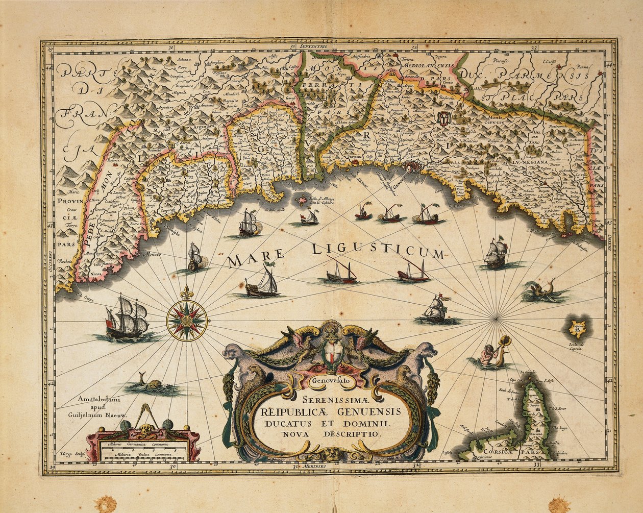 Mapa do Ducado de Monferrato, por Willem Blaeu Engraving da Regionum Italiae de Willem Blaeu