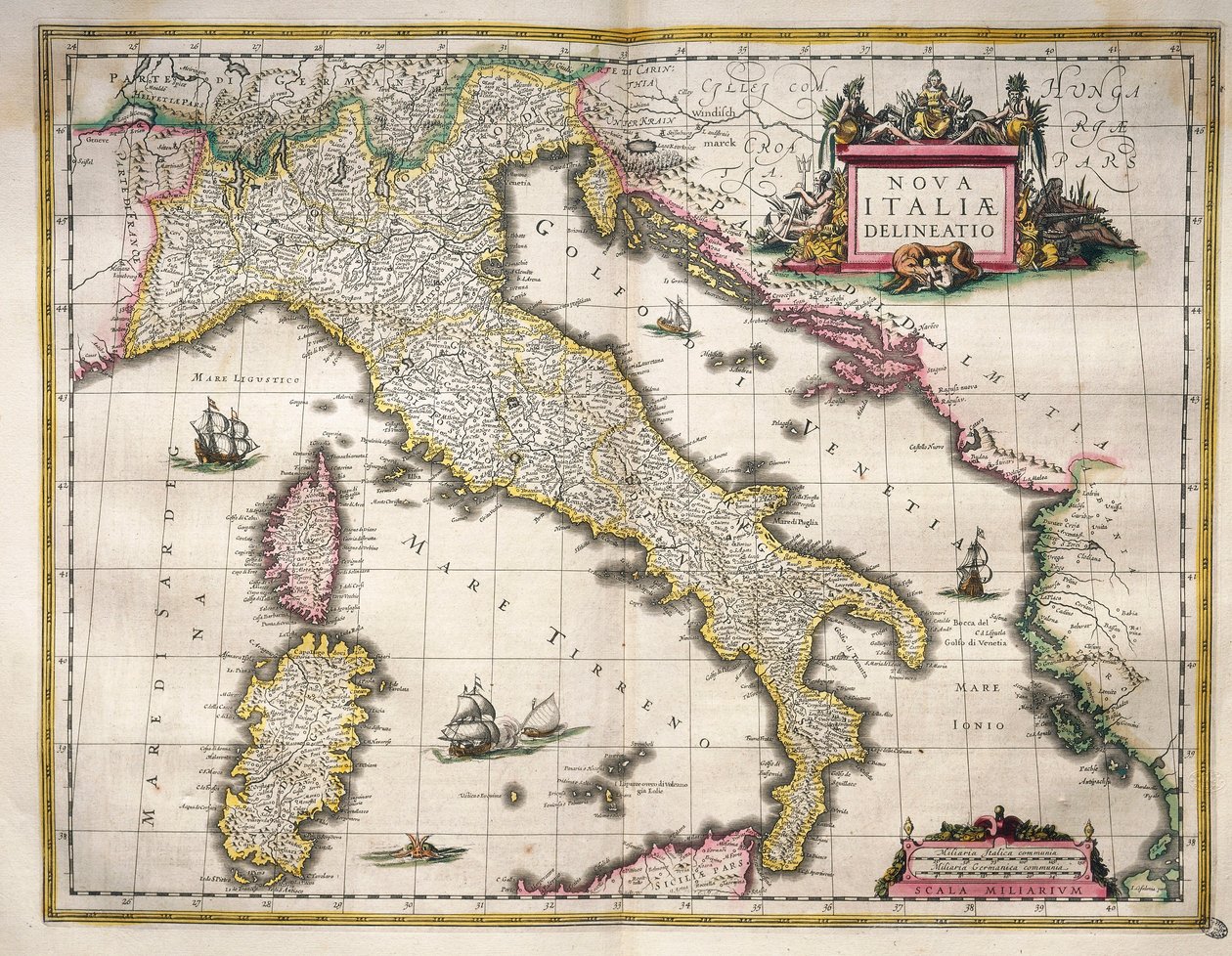 Mapa da Itália, do Theatrum Orbis Terrarum, de Willem Blaeu, Amsterdão de Willem Blaeu