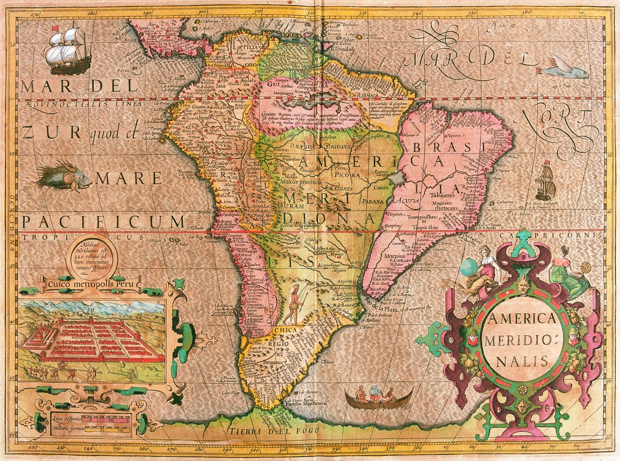 Mapa da América do Sul (gravura de Willem Blaeu