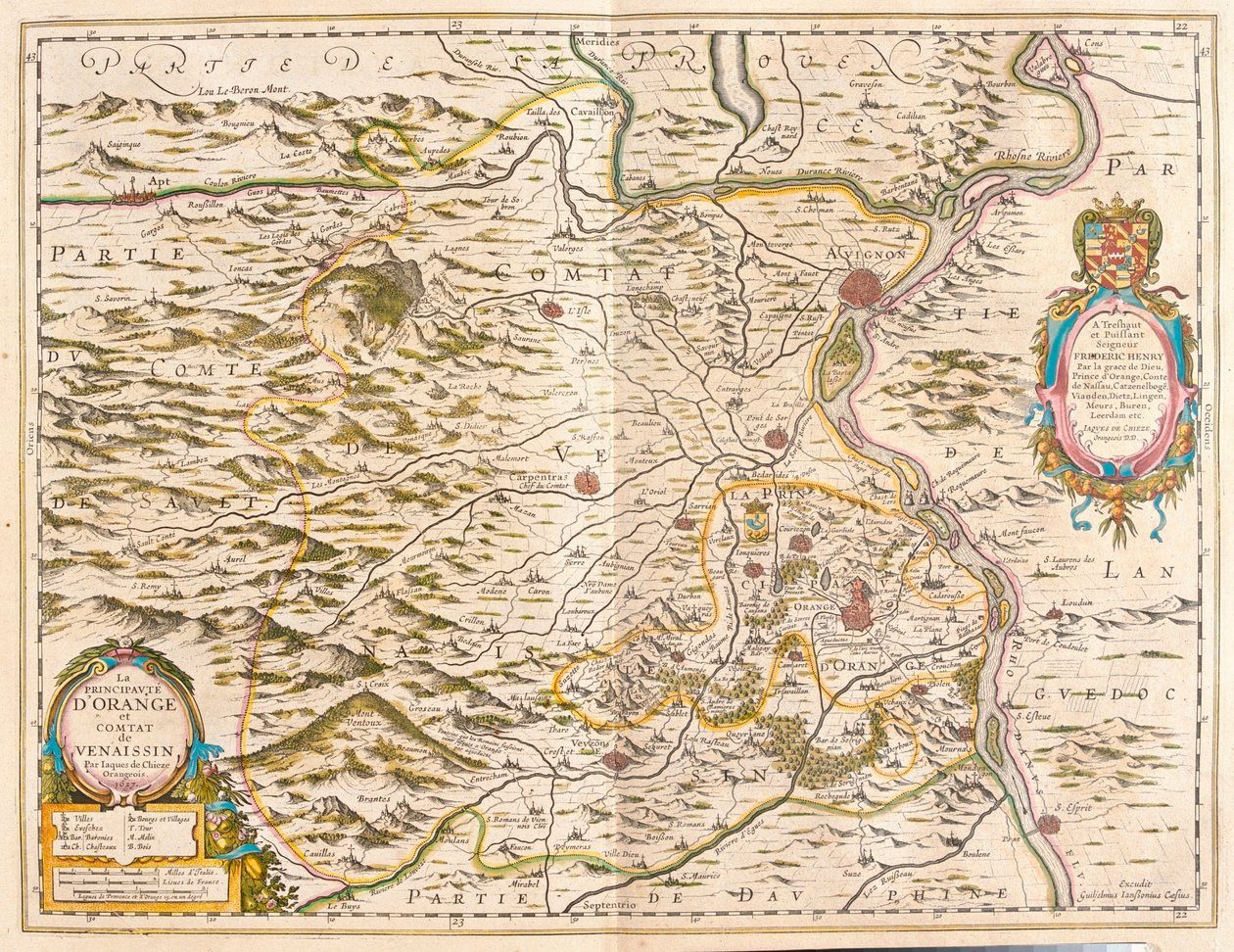 Orange e Avignon, em "Theatrum Orbis Terrarum, sive Atlas Novus" de Willem Blaeu, Amesterdão de Willem Blaeu