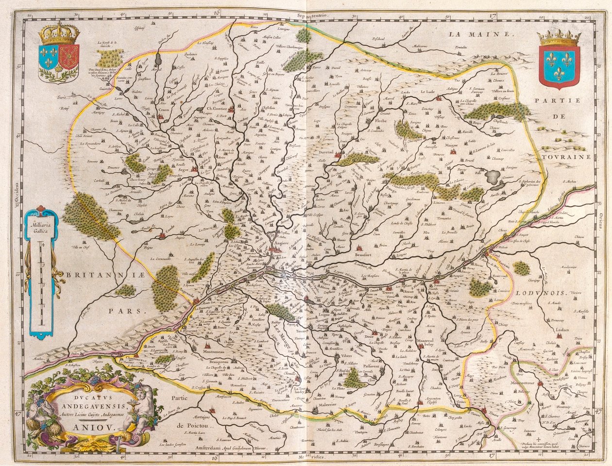 Pays de la Loire - Normandie, em "Theatrum Orbis Terrarum, sive Atlas Novus" de Willem Blaeu, Amesterdão de Willem Blaeu