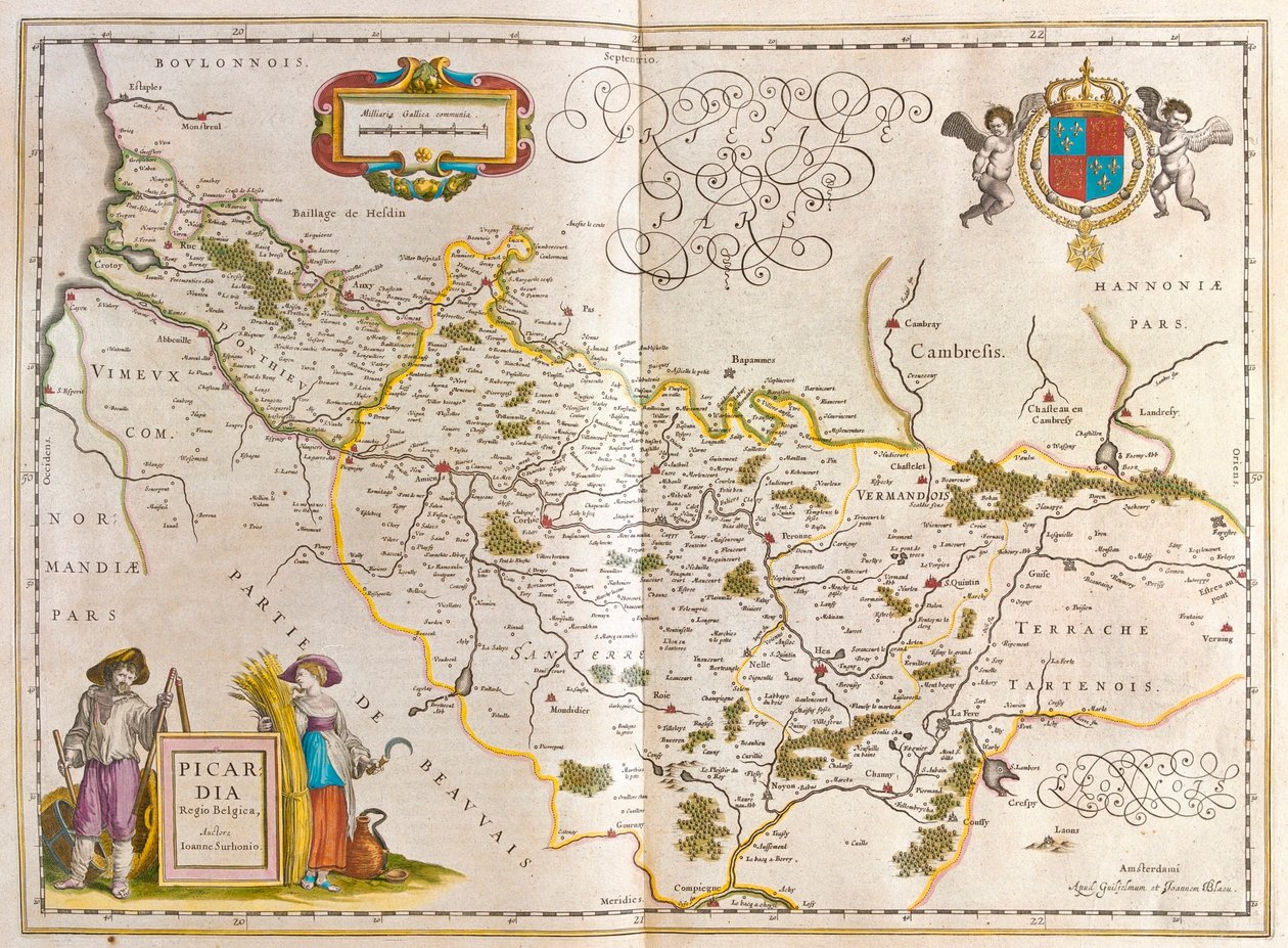 Piccardia, em "Theatrum Orbis Terrarum, sive Atlas Novus" de Willem Blaeu, Amesterdão de Willem Blaeu