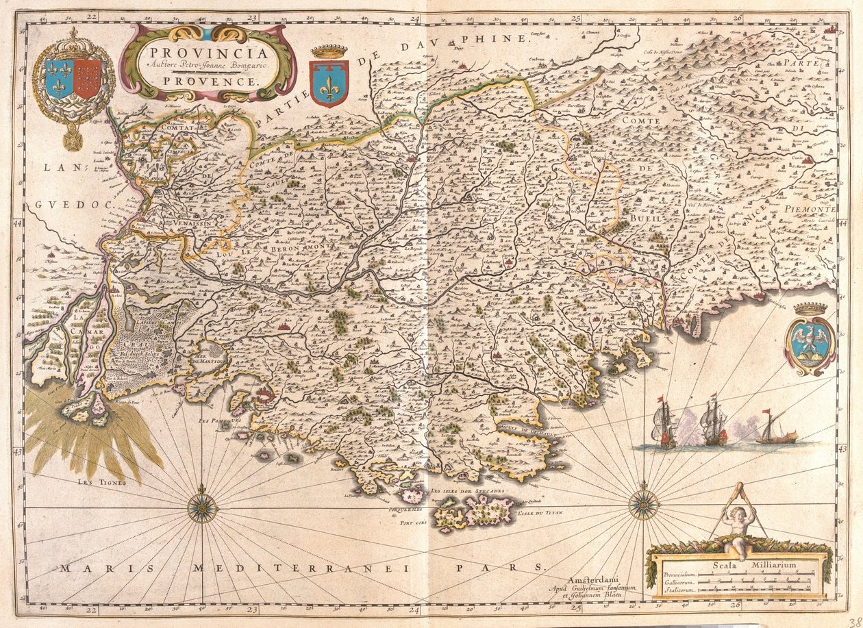 Provença, em "Theatrum Orbis Terrarum, sive Atlas Novus" de Willem Blaeu, Amesterdão de Willem Blaeu
