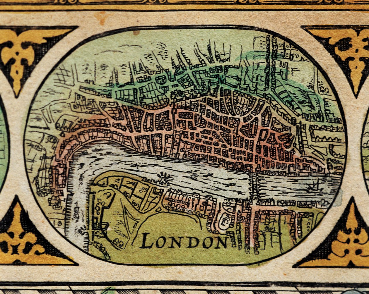 “" Representação da Cidade de Londres "" Detalhe de um mapa do mundo em "" Teatro do Mundo "" de Willem Janszoon Blaeu (1571-1638) de Willem Blaeu