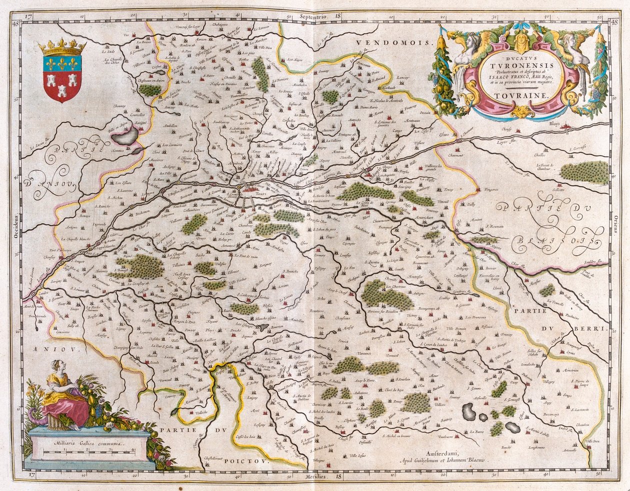 Vale do rio Loire com cidade (Bloise, Amboise) - touraine, em "Theatrum Orbis Terrarum, sive Atlas Novus" de Willem Blaeu, Amesterdão de Willem Blaeu