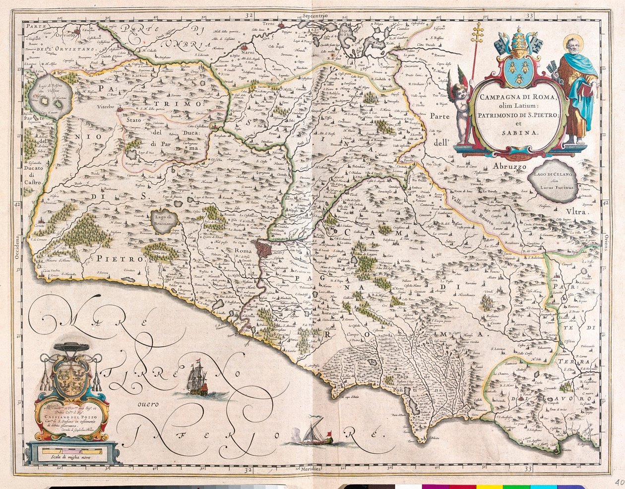 Roma, Itália, em "Theatrum Orbis Terrarum, sive Atlas Novus" de Willem Blaeu, Amesterdão de Willem Blaeu