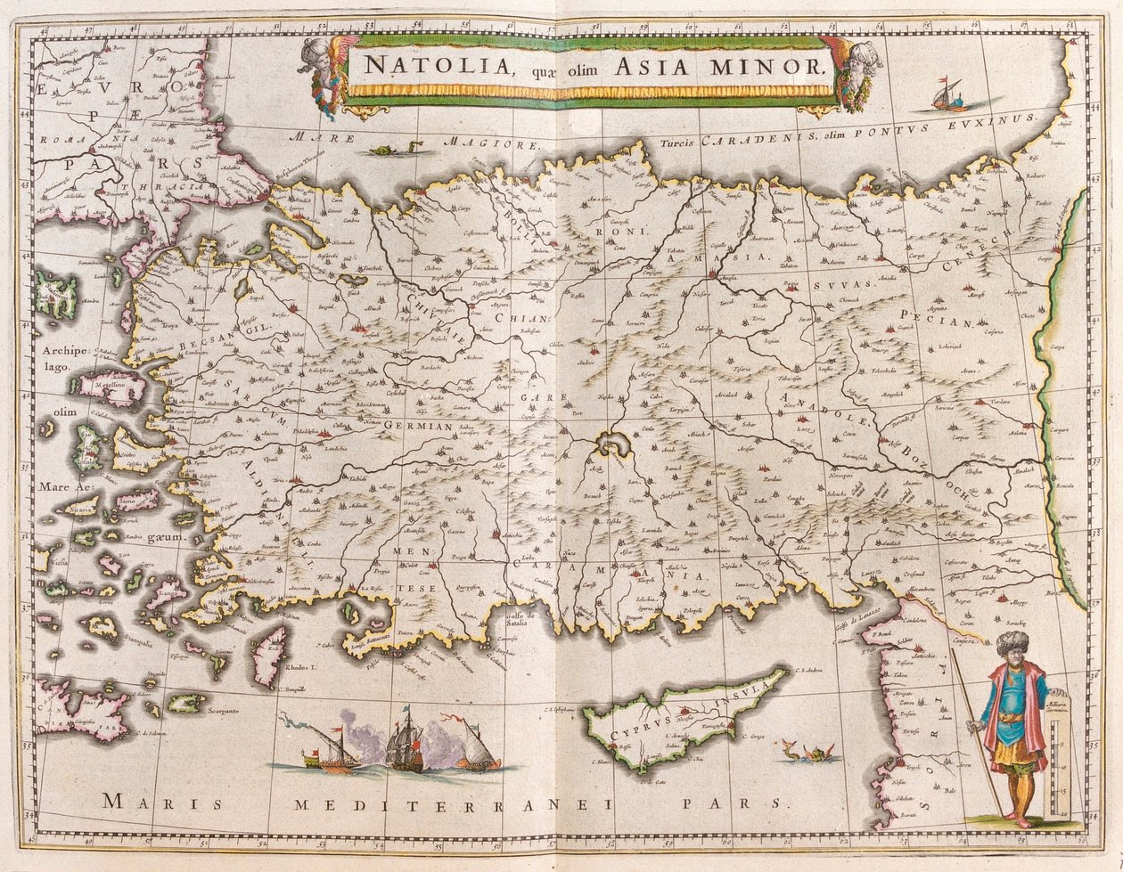 Turquia e Chipre, em "Theatrum Orbis Terrarum, sive Atlas Novus" de Willem Blaeu, Amesterdão de Willem Blaeu