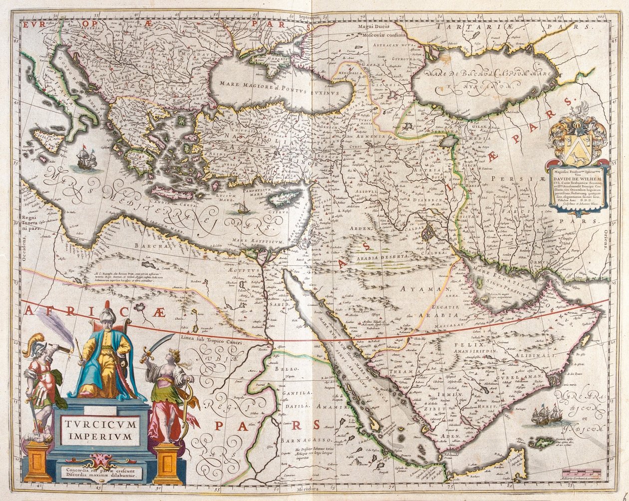 Império turco, em "Theatrum Orbis Terrarum, sive Atlas Novus" de Willem Blaeu, Amesterdão de Willem Blaeu