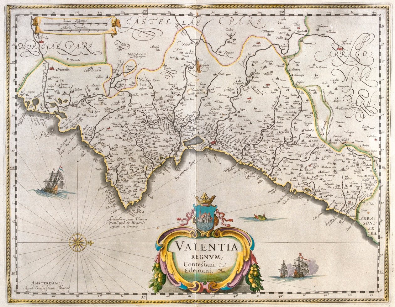 Valência, em "Theatrum Orbis Terrarum, sive Atlas Novus" de Willem Blaeu, Amesterdão de Willem Blaeu
