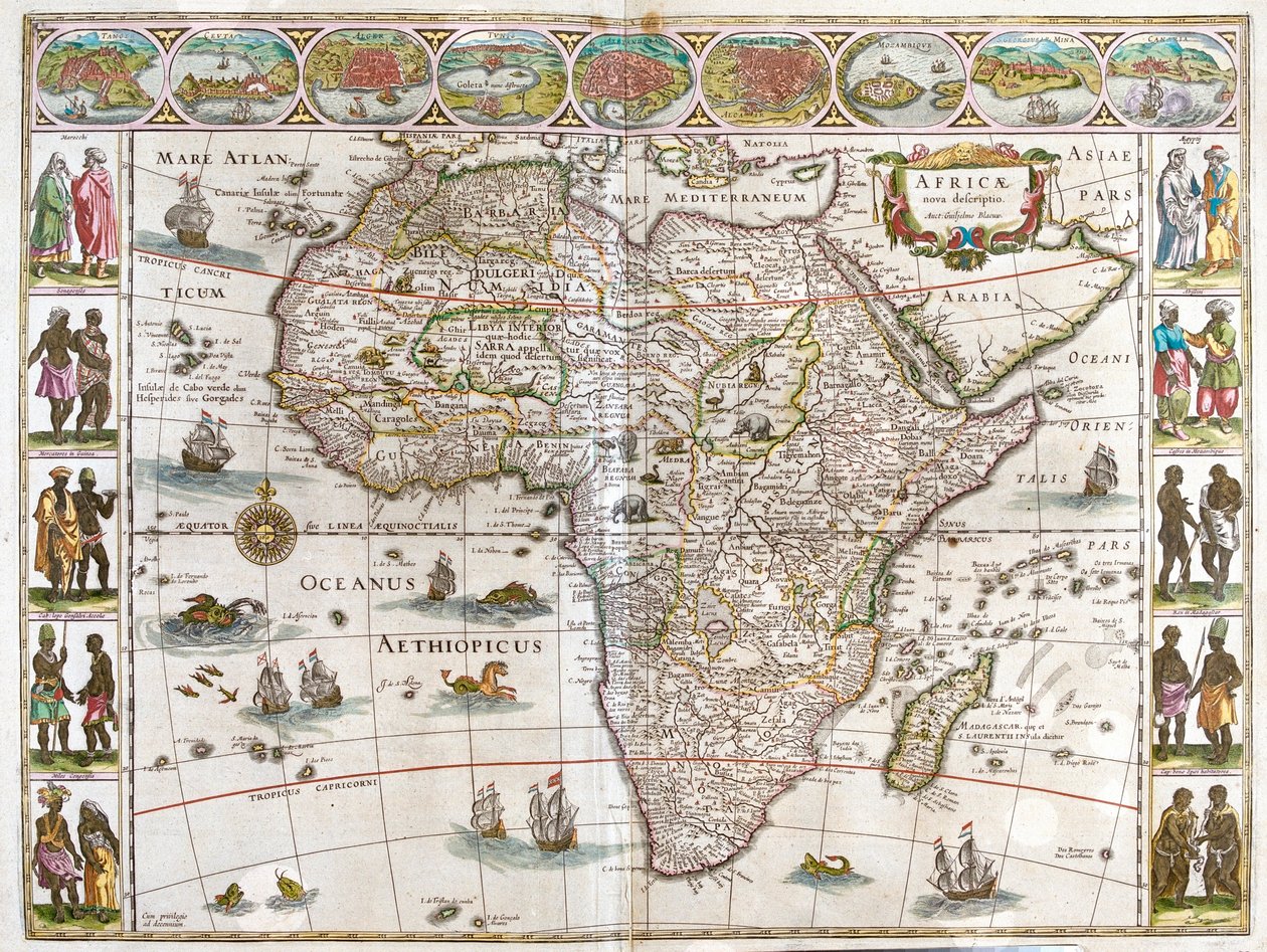África, em "Theatrum Orbis Terrarum, sive Atlas Novus" de Willem Blaeu, Amesterdão de Willem Blaeu