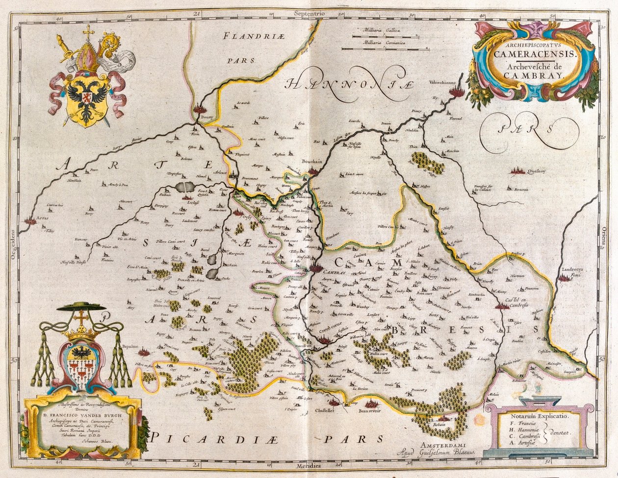 cambrey, crevecoeur, bouchain, em "Theatrum Orbis Terrarum, sive Atlas Novus" de Willem Blaeu, Amesterdão de Willem Blaeu