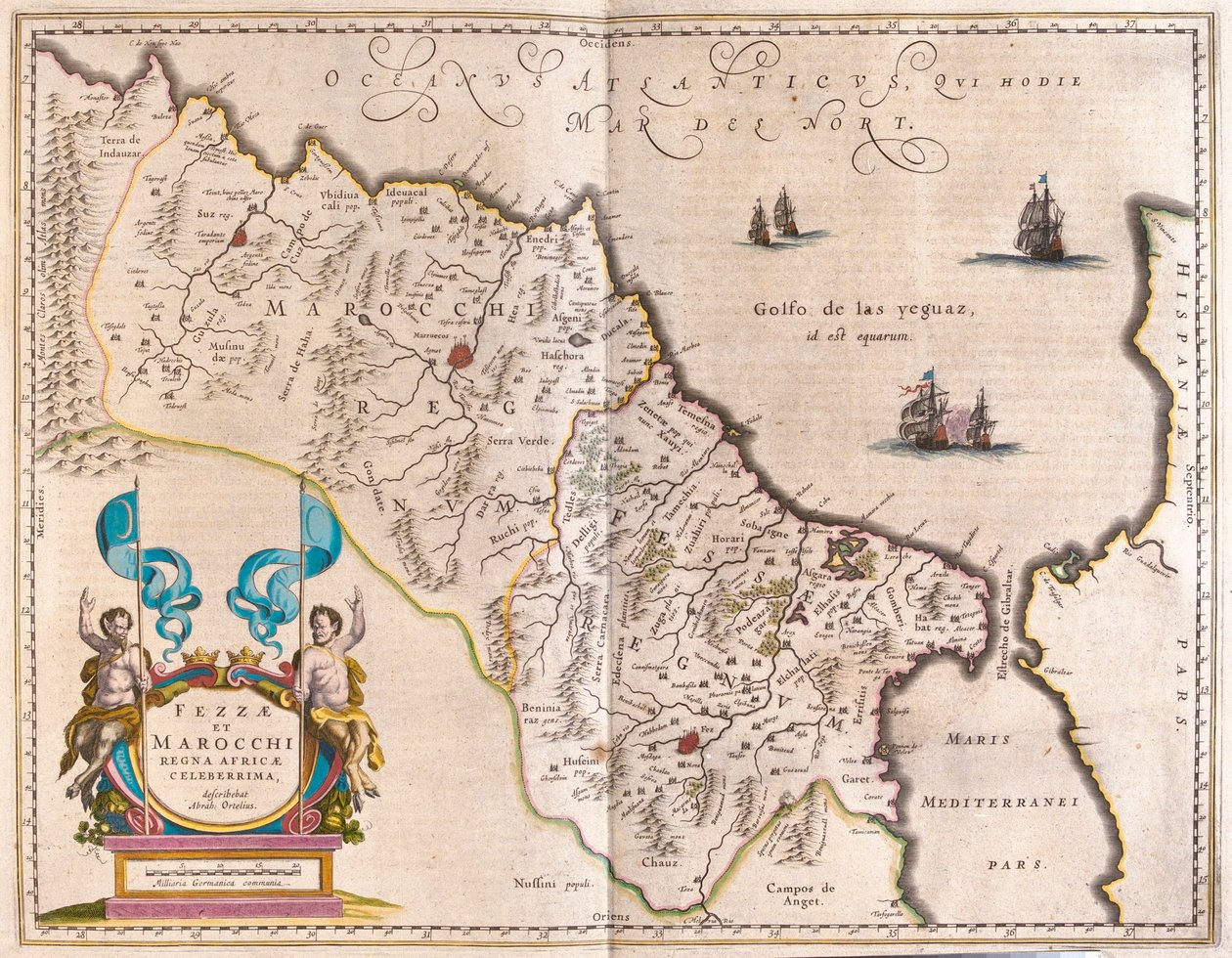 Noroeste de África e Marrocos, em "Theatrum Orbis Terrarum, sive Atlas Novus" de Willem Blaeu, Amesterdão de Willem Blaeu