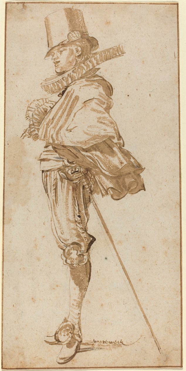 Cavalier de pé vestindo uma espada de Willem Buytewech
