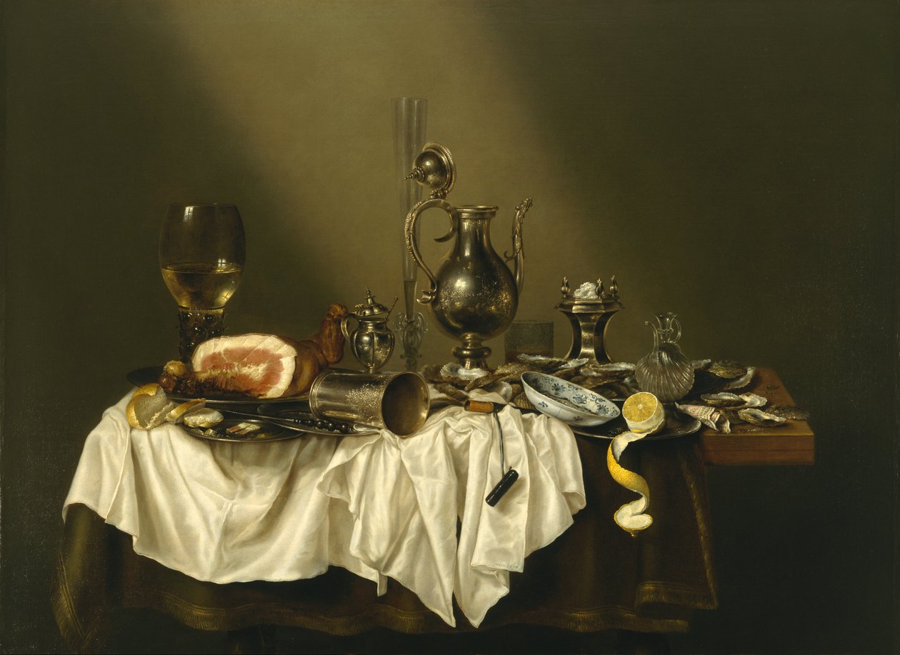 Pedaço de Banquete com Presunto de Willem Claesz. Heda