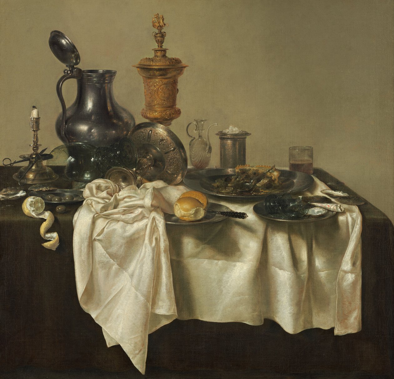Pedaço de Banquete com Tarte de Mince de Willem Claesz. Heda