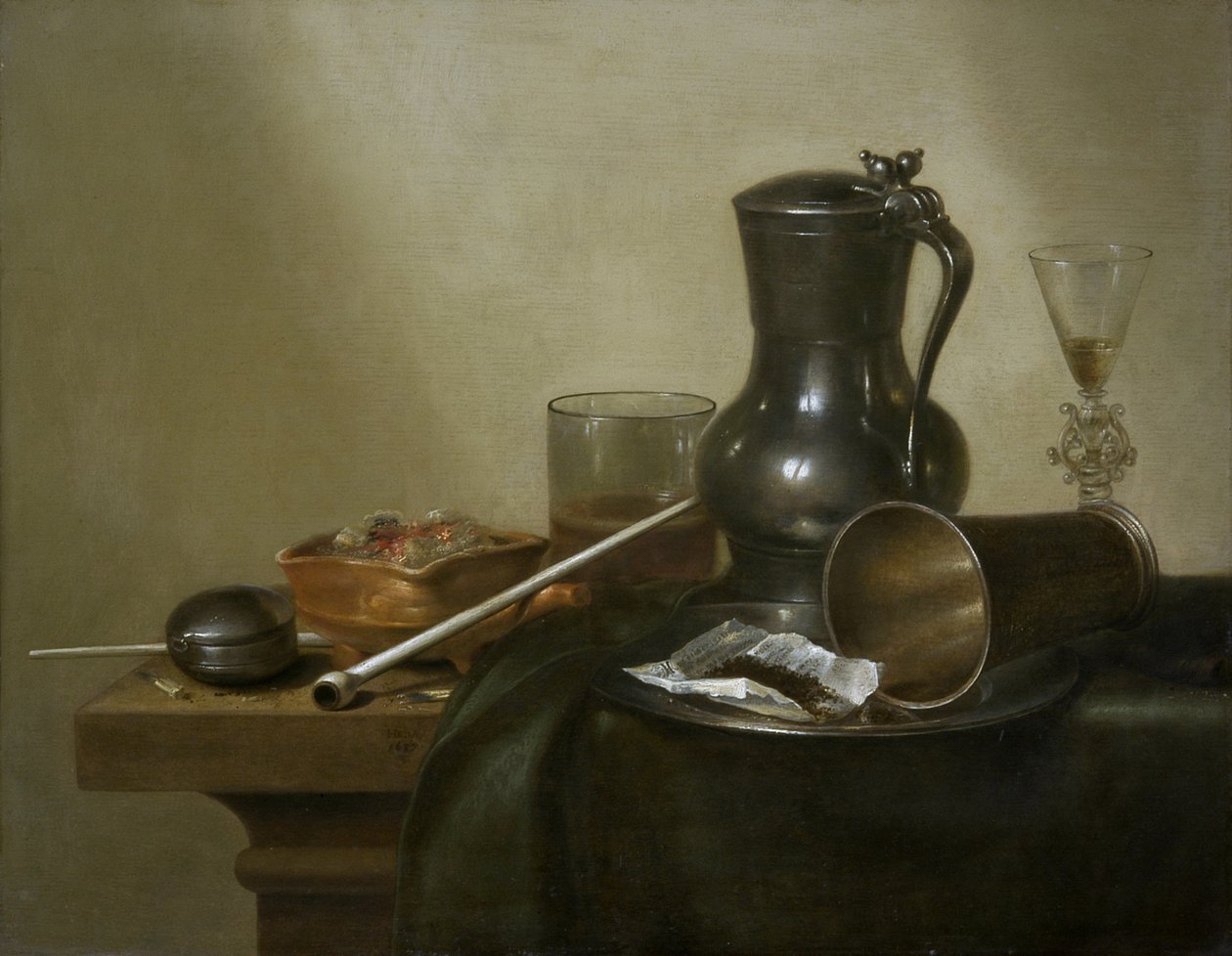 Natureza morta do tabaco, 1637 de Willem Claesz. Heda