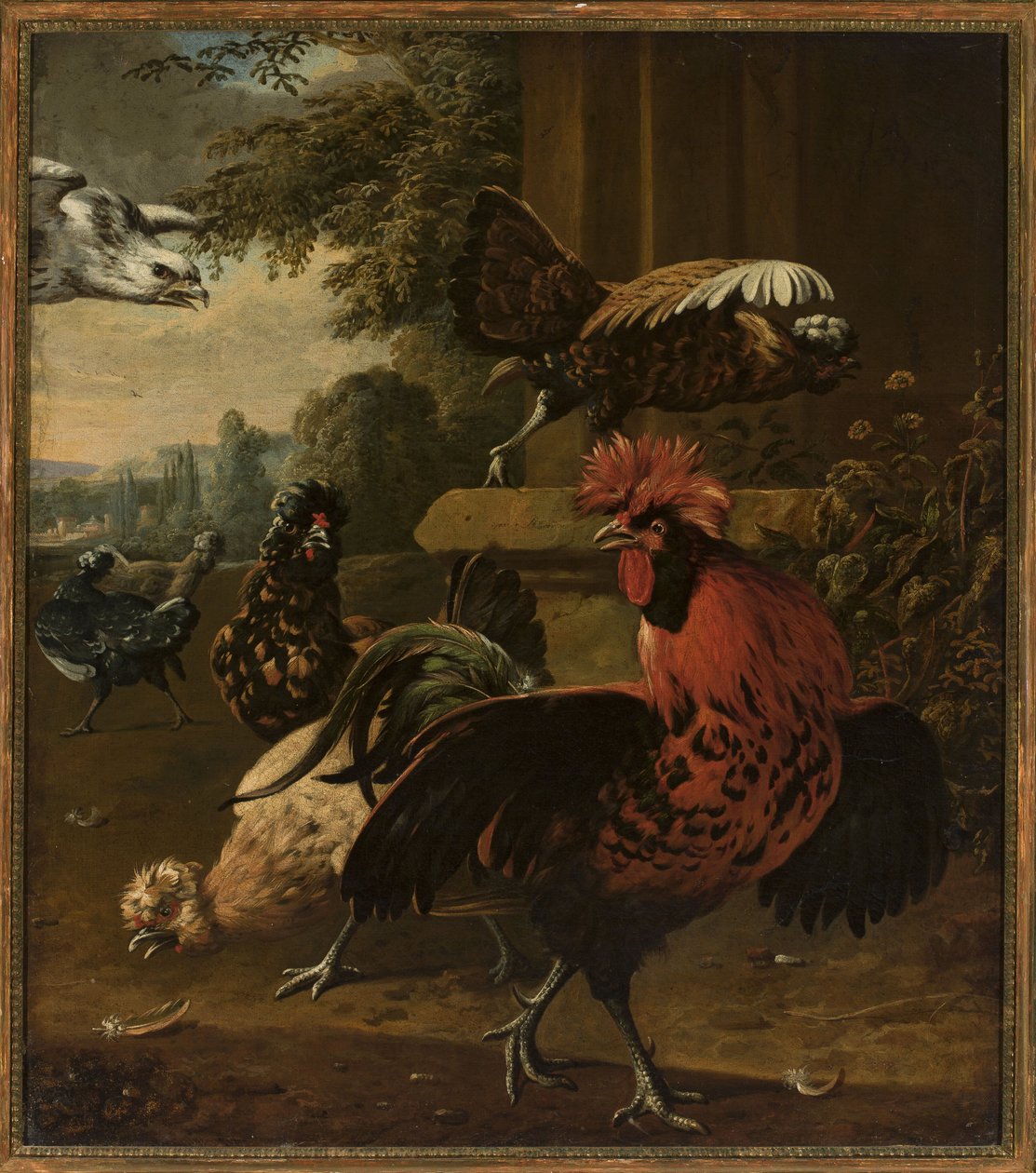 Aves atacadas por um falcão de Willem Frederiksz van Royen