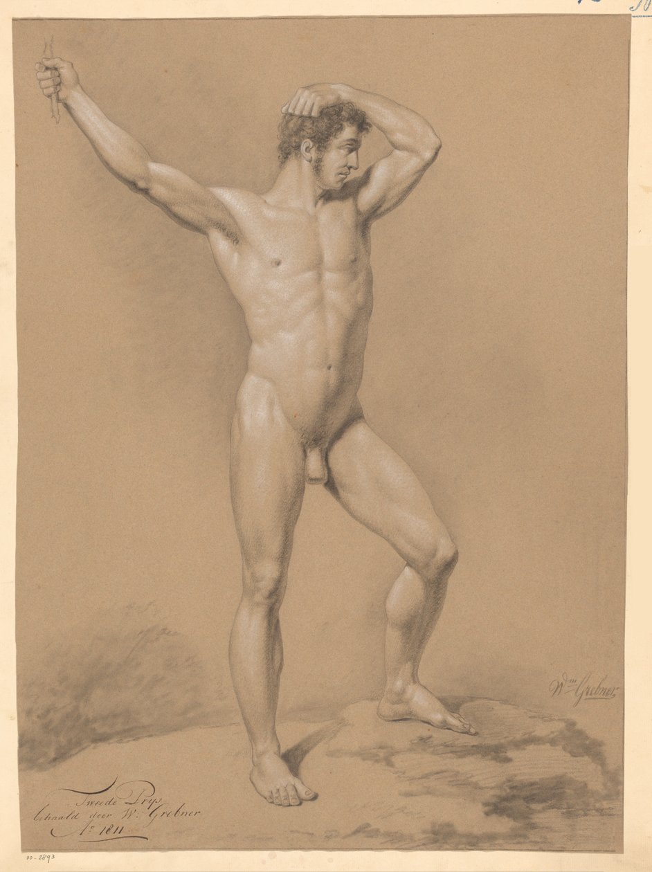 Nu masculino em pé, visto de frente (2º prémio 1811) de Willem Grebner