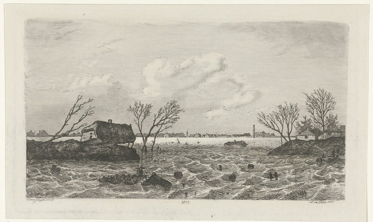 Quebra de dique perto de Dreumel, 1855 de Willem Gruyter jr.
