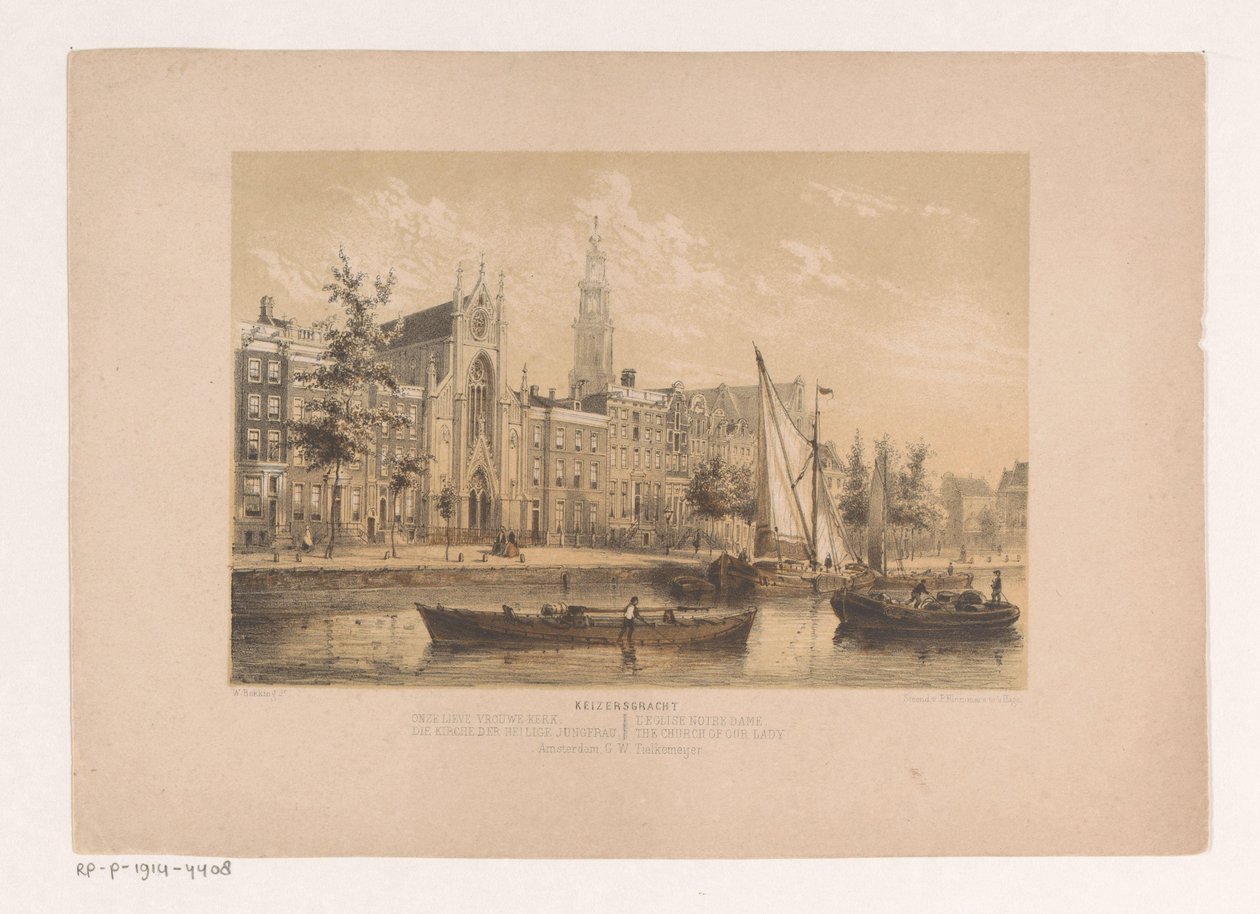 Keizersgracht com a Igreja de Nossa Senhora em Amsterdão de Willem Hekking jr.