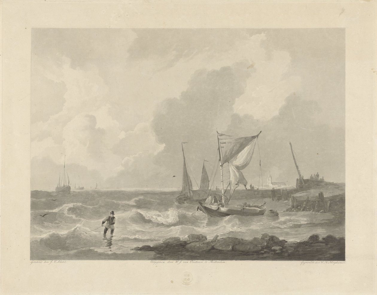 Barcos de pesca num molhe do porto de Willem Hendrik Hoogkamer