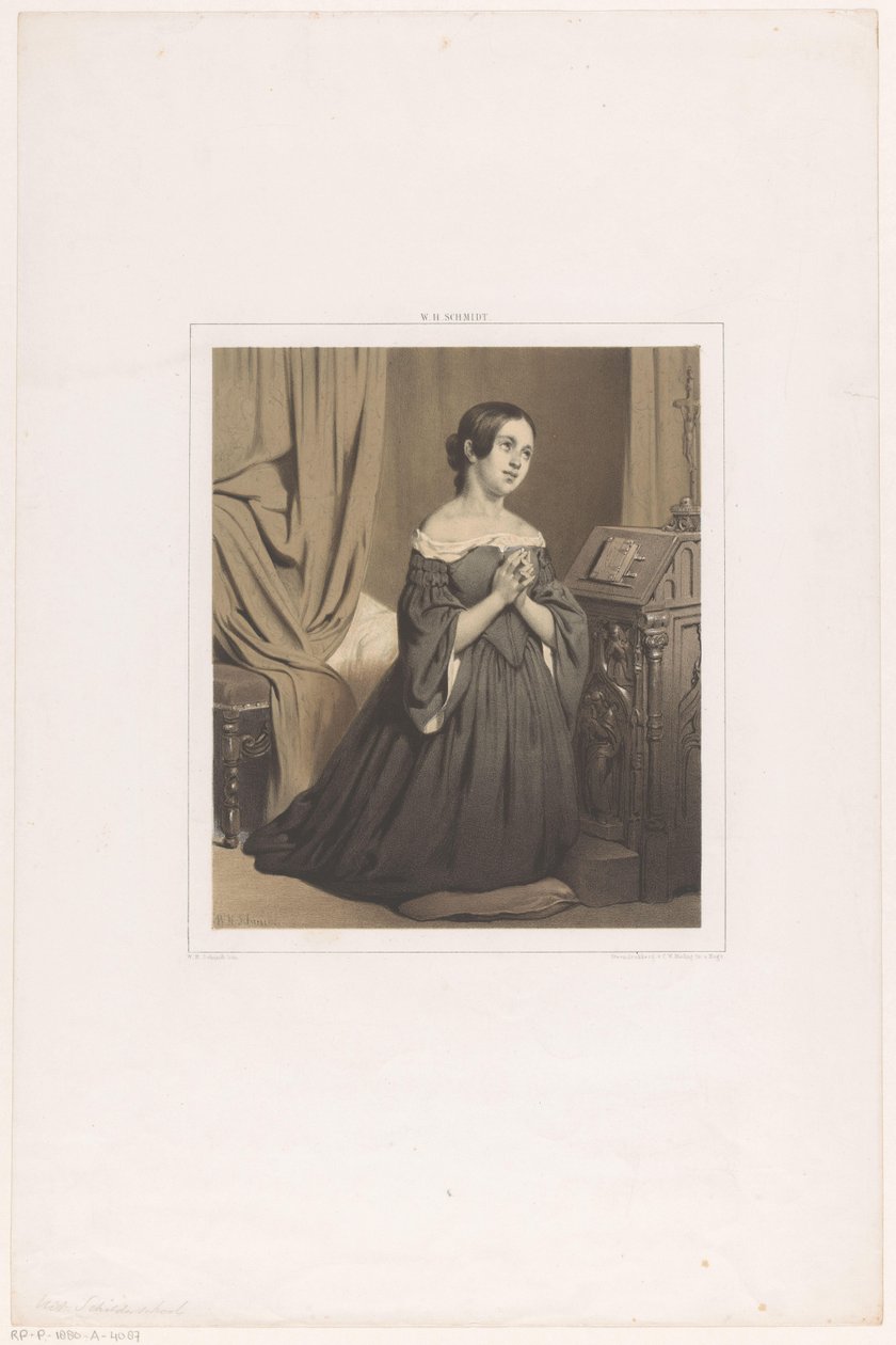 Mulher de joelhos em oração de Willem Hendrik Schmidt