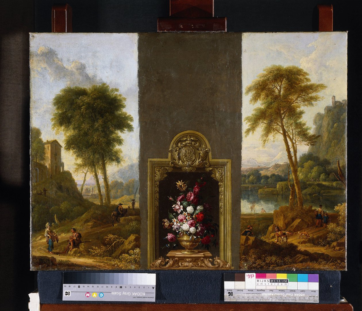 Flor ainda vida em moldura com monograma de Willem Hendrik Wilhelmus van Royen (attributed to)