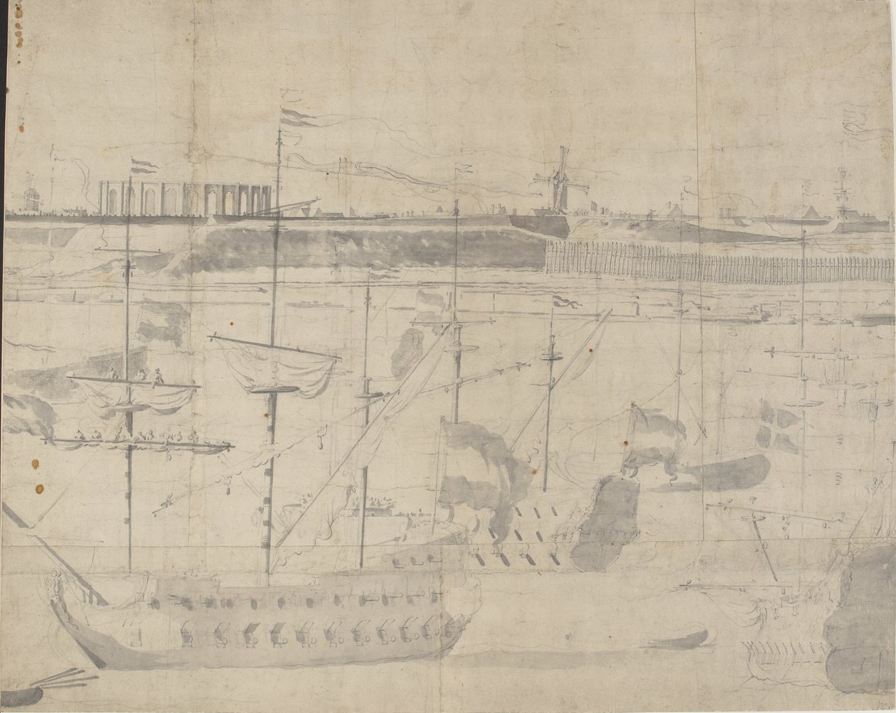 A frota holandesa em Copenhagen Red 1658 de Willem I van de Velde