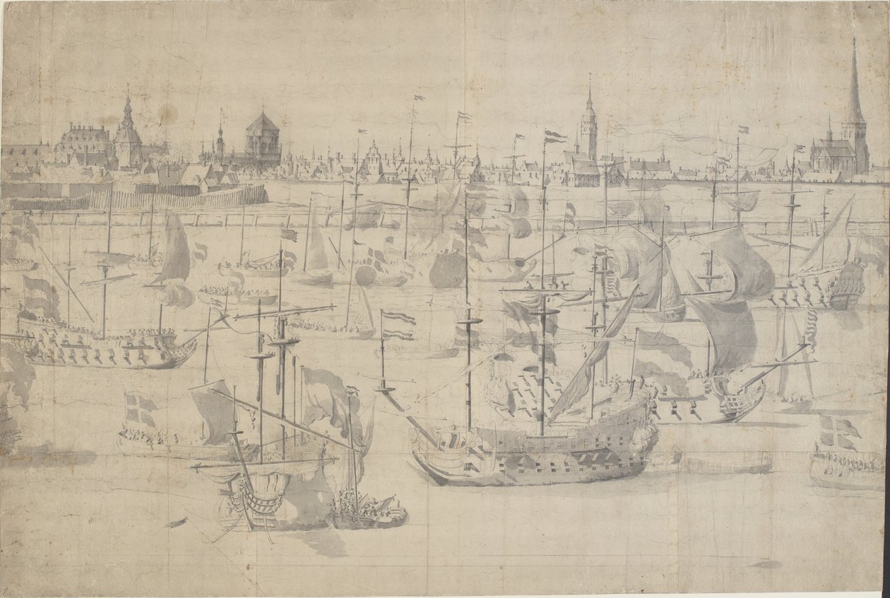 A frota holandesa em Copenhagen Red 1658 de Willem I van de Velde