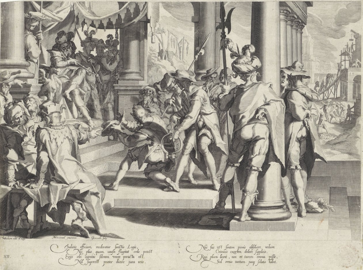 Alegoria da inviolabilidade da lei
Thronus Justitiae (título da série) de Willem Isaacsz. van Swanenburg
