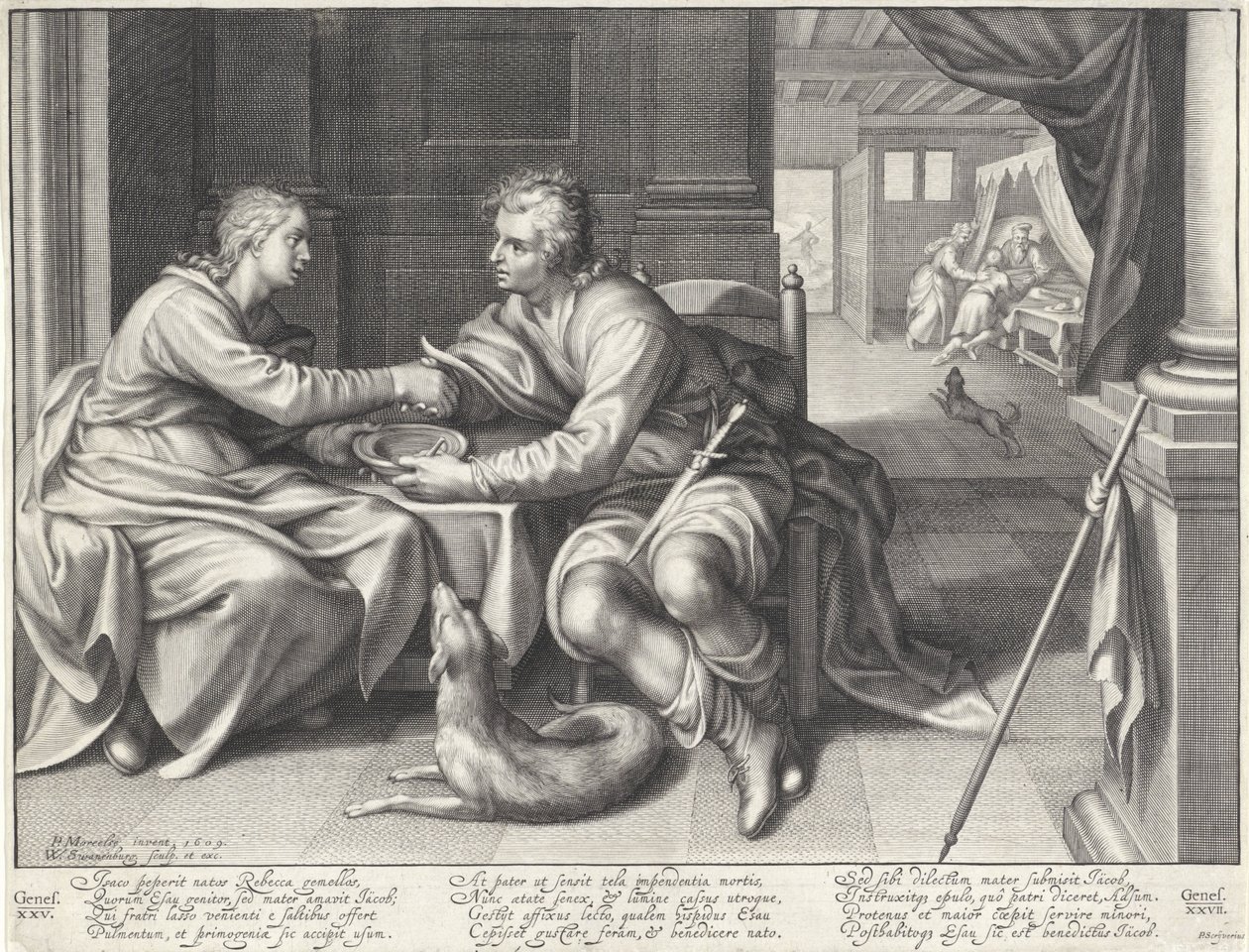 Esau vende o seu direito de primogénito a Jacob de Willem Isaacsz. van Swanenburg