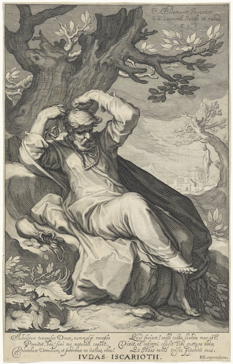 Judas Iscariotes enforca-se
Iudas Iscariotes (título sobre o objecto)
Pecadores do Antigo e do Novo Testamento (título da série) de Willem Isaacsz. van Swanenburg