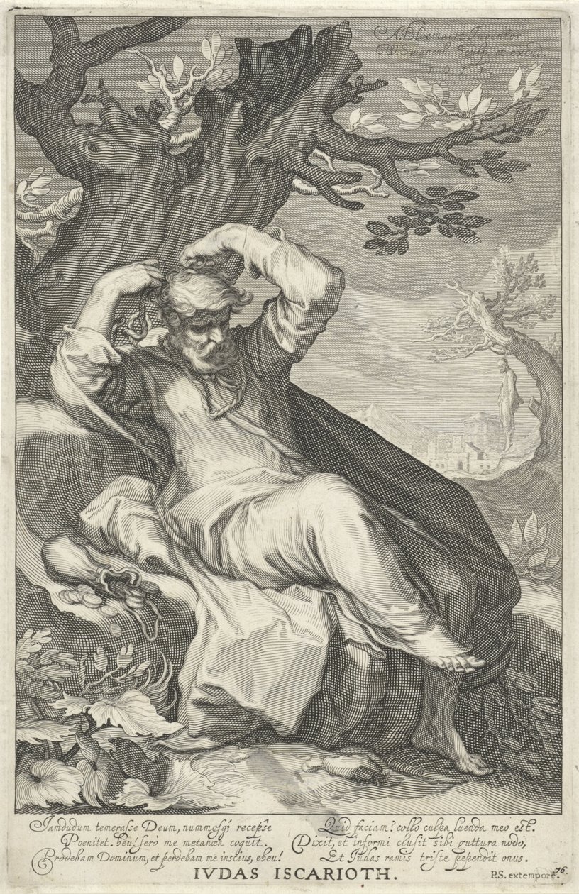 Judas Iscariotes enforca-se
Iudas Iscariotes (título sobre o objecto)
Pecadores do Antigo e do Novo Testamento (título da série) de Willem Isaacsz. van Swanenburg
