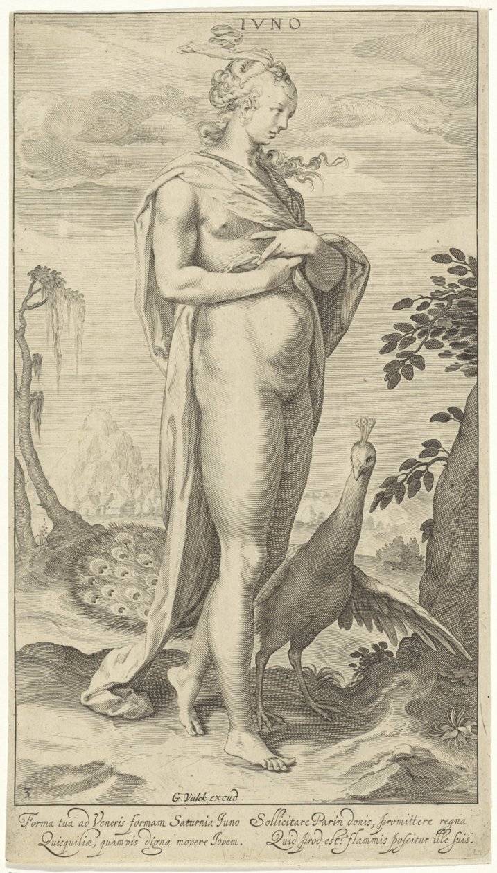 Juno com pavão Iuno (título no objeto) Julgamento de Paris (título da série) de Willem Isaacsz. van Swanenburg