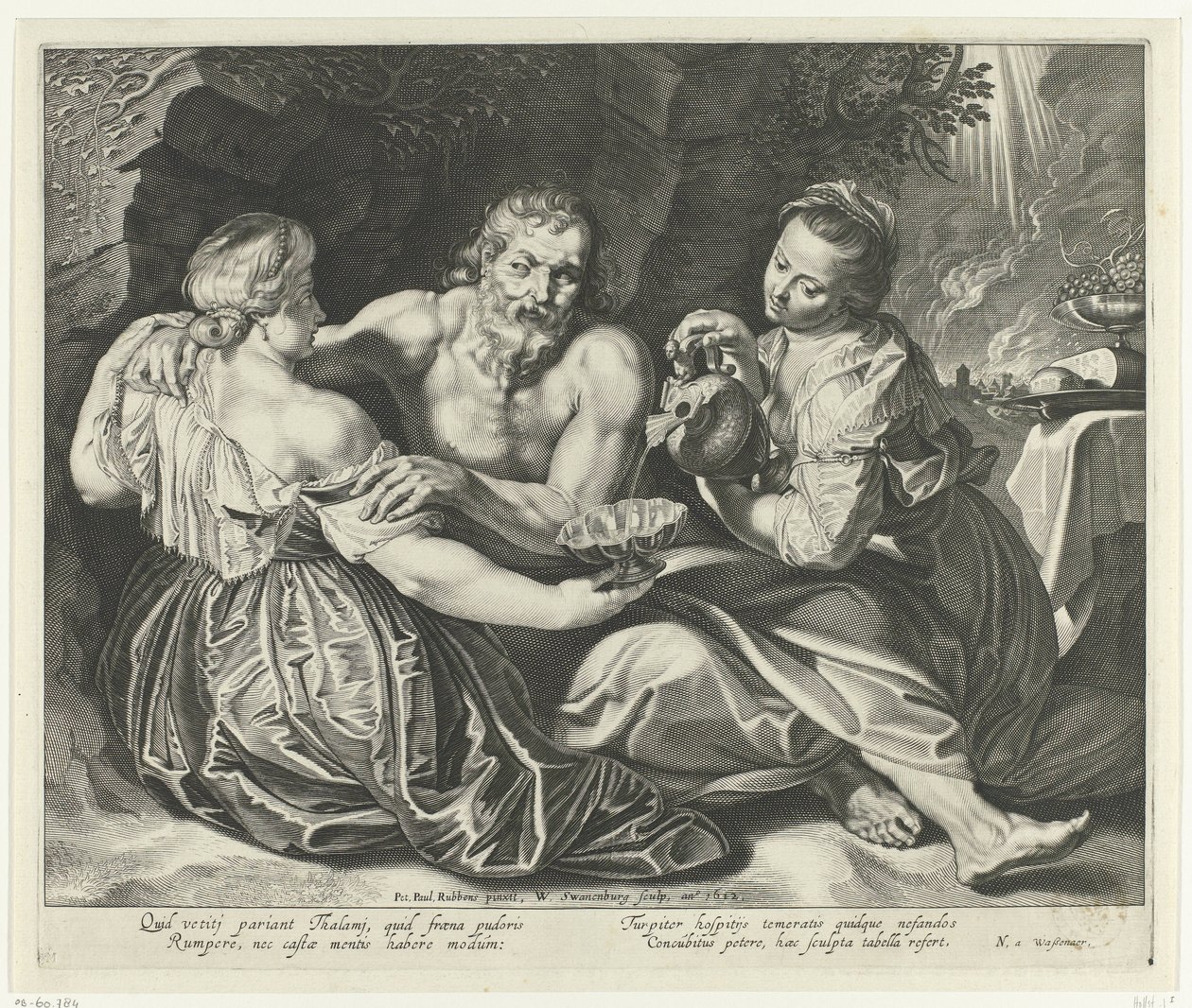 Muito bêbado alimentado pelas suas filhas de Willem Isaacsz. van Swanenburg