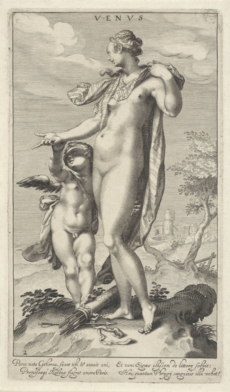 Vênus e Cupido Vênus (título no objeto) Julgamento de Paris (título da série) de Willem Isaacsz. van Swanenburg