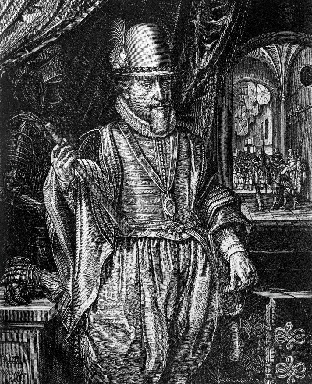 Retrato de Maurice de Nassau, Príncipe de Orange (1567-1625), gravura de Willem Jacobsz Delff (1580-1638) de Willem Jacobsz Delff
