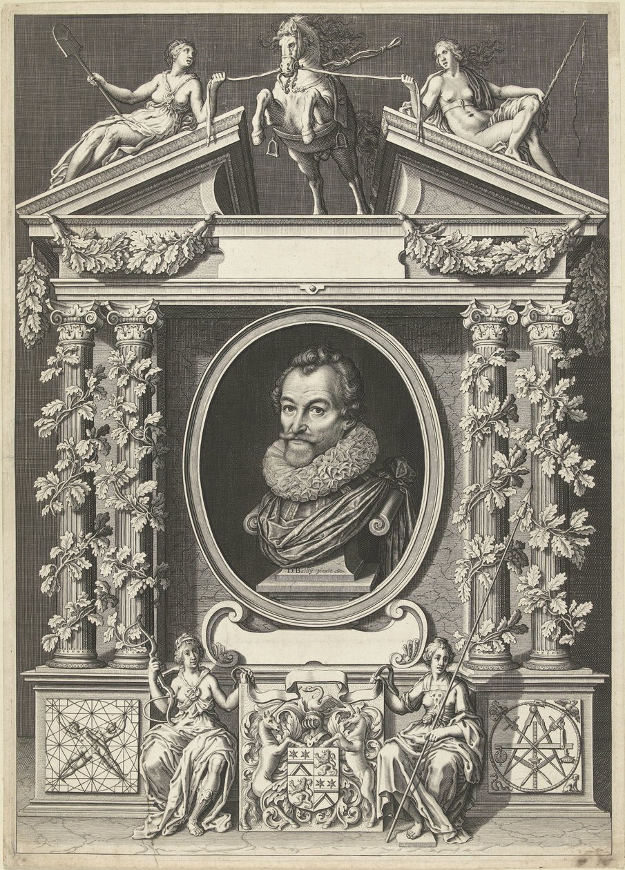Retrato de Gerard Thibault em uma moldura arquitetônica de Willem Jacobsz Delff